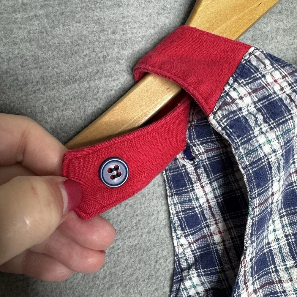 Gymboree Vintage Rainbow Tag 90s Blue Plaid‎ Seersucker Romper Boys Infant 3-6 M